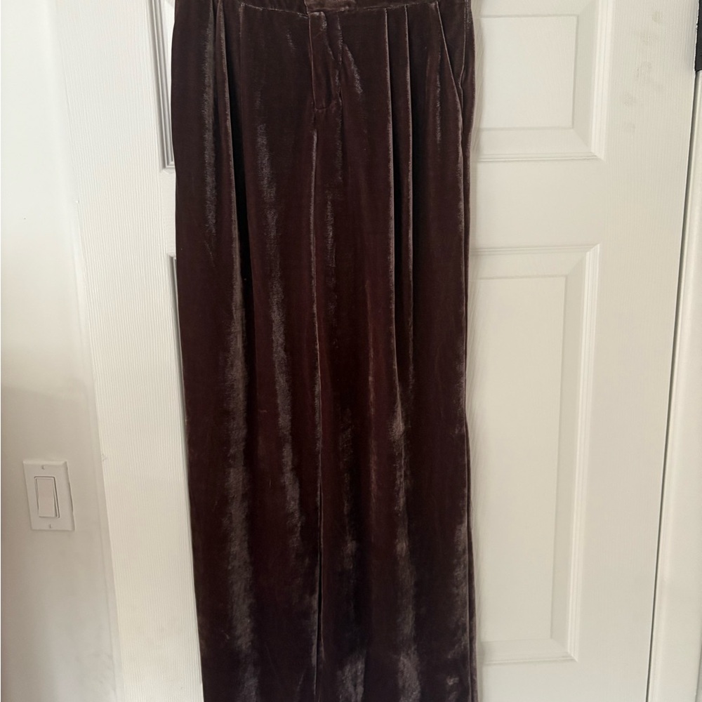 Dark Purple Mid Rise Velvet Pants